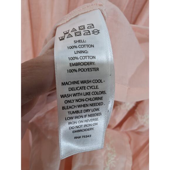 Lucky Brand Embroidered Cotton Tiered Midi Dress Pink Small - Picture 8 of 8